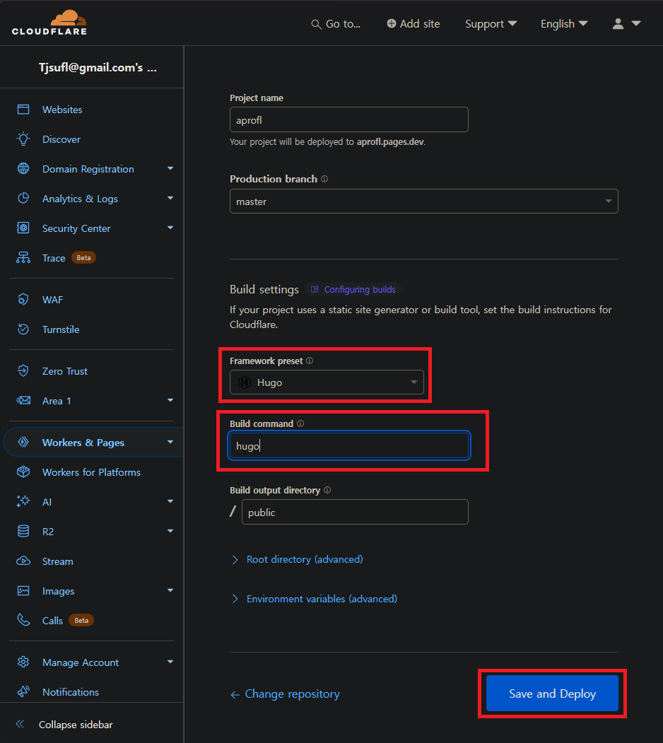 cloudflare_hugo_settting